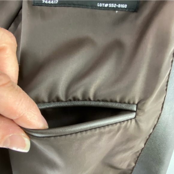 J. Ferrar Leather Double Breasted 3 Button Blazer in Dark Brown, Men's Medium - Picture 10 of 16